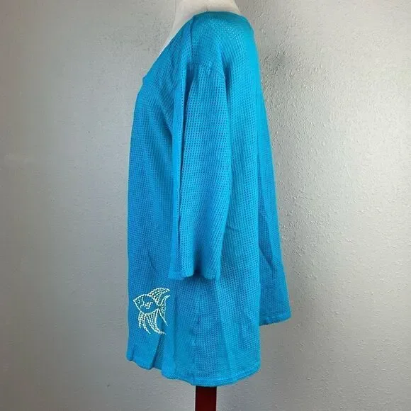 EUC Victoria Harbour Womens Blue Swim Shirt Size XL - Picture 3 of 7